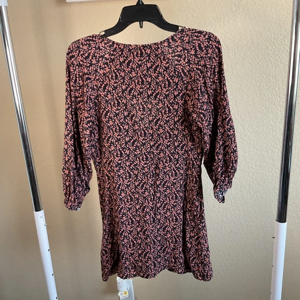 Free People Womens Clara Floral Tie-Waist‎ Tunic In Black Size Small